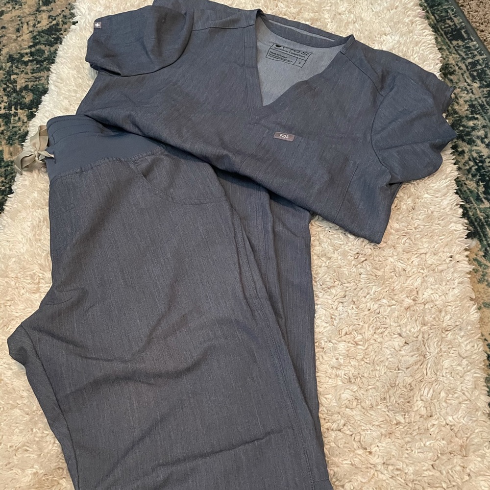 FIGS scrub set heather denim